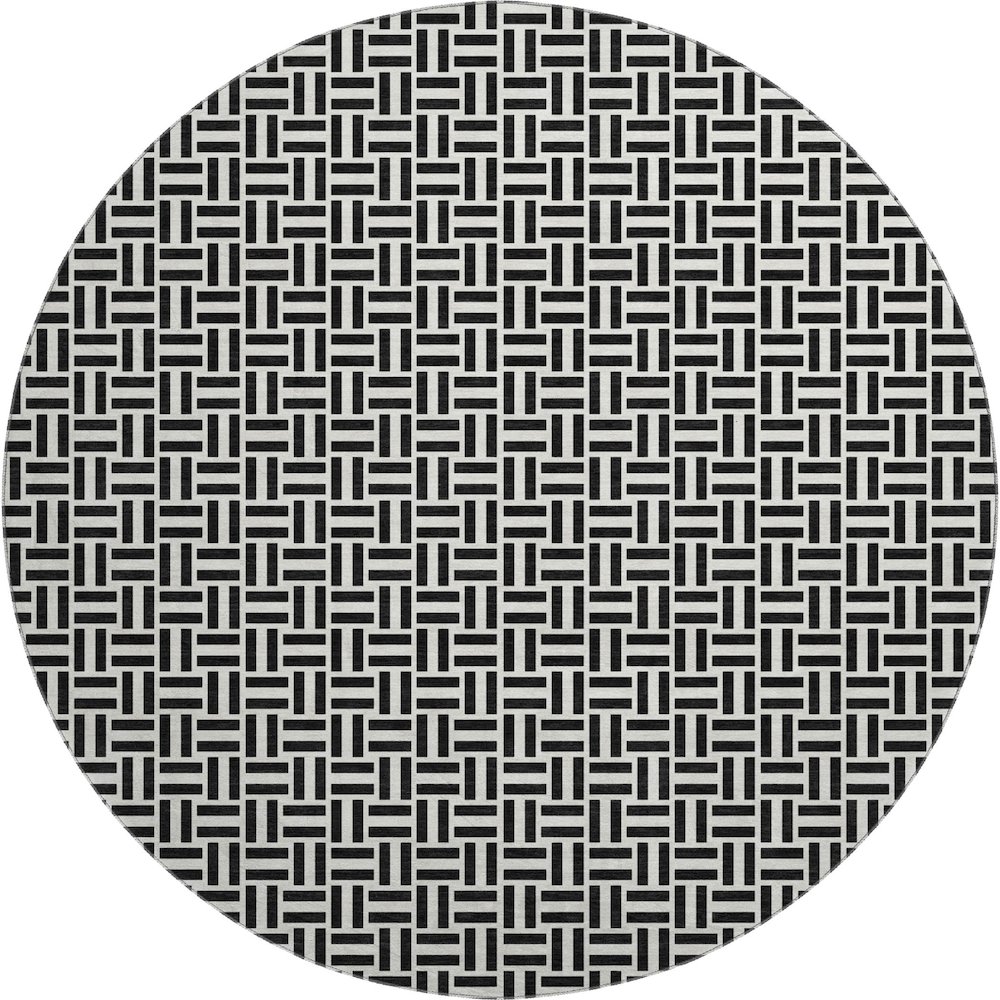 Premium Machine Washable Mayfield AMF911 Black 8' x 8' Round Rug. Picture 1