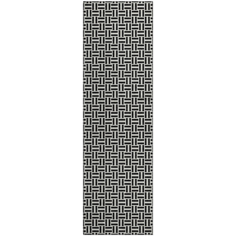 Premium Machine Washable Mayfield AMF911 Black 2'3" x 7'6" Runner Rug. Picture 1