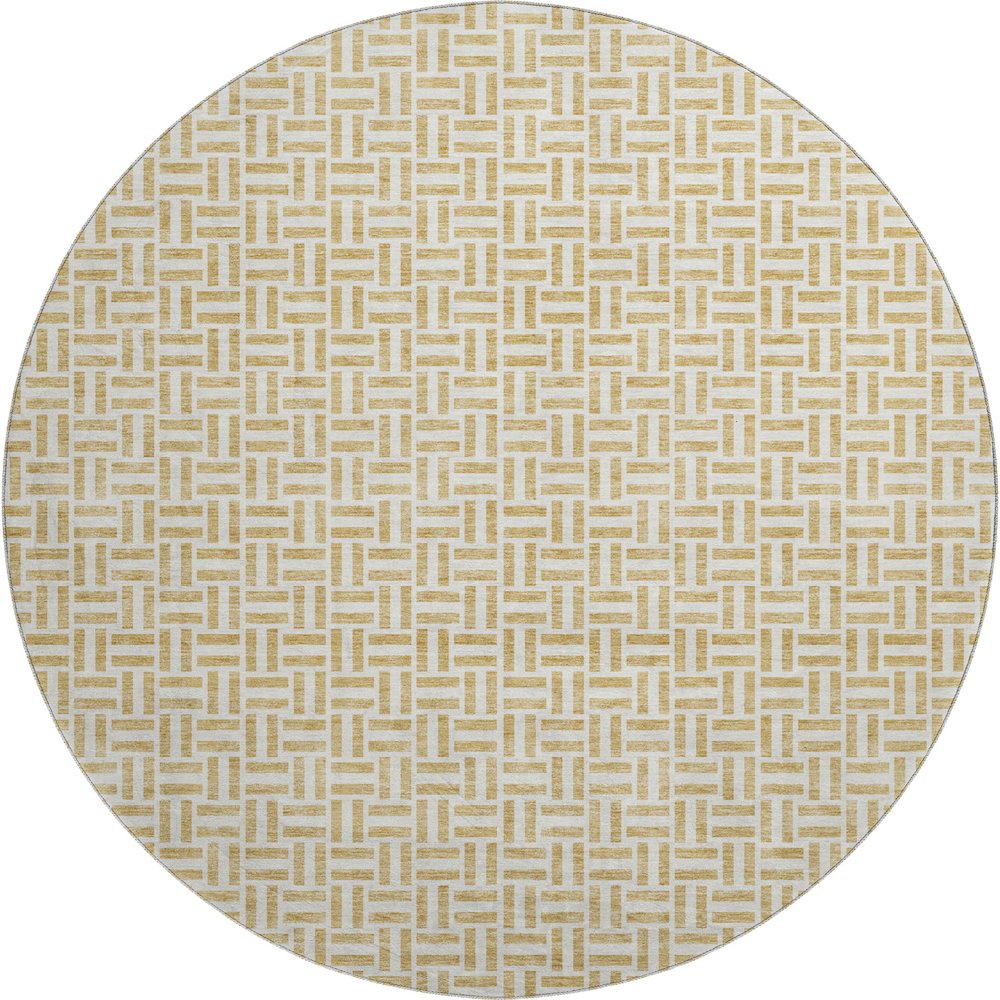 Premium Machine Washable Mayfield AMF911 Gold 8' x 8' Round Rug. Picture 1