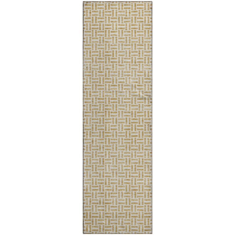 Premium Machine Washable Mayfield AMF911 Gold 2'3" x 7'6" Runner Rug. Picture 1