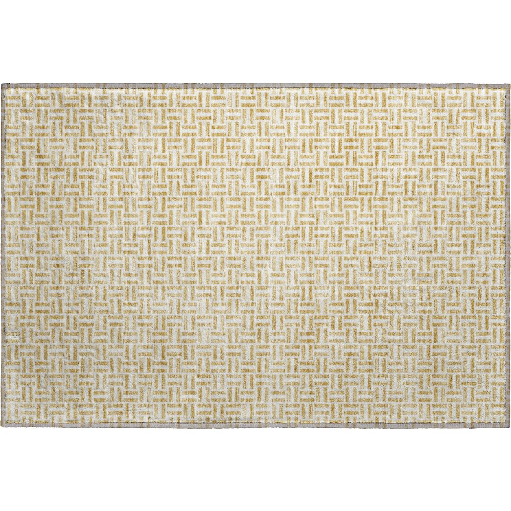 Premium Machine Washable Mayfield AMF911 Gold 1'8" x 2'6" Rug. Picture 1