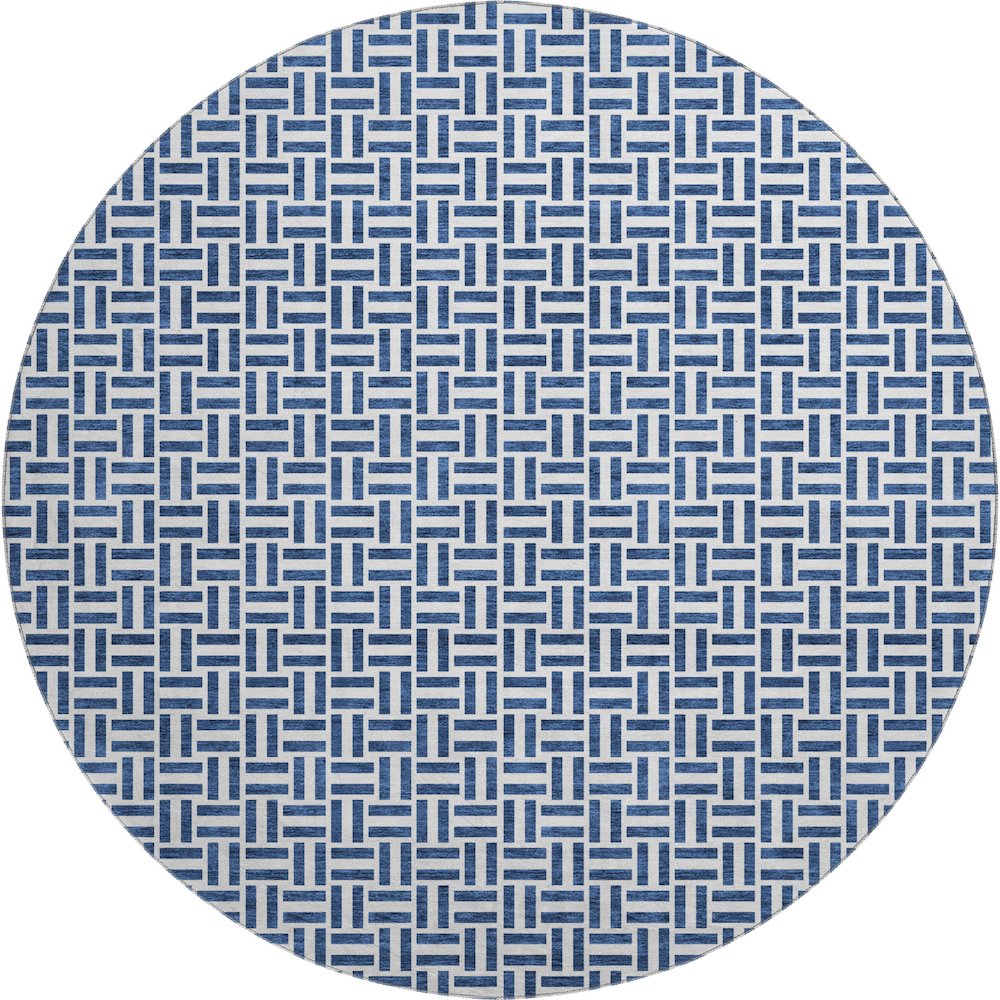 Premium Machine Washable Mayfield AMF911 Navy 8' x 8' Round Rug. Picture 1