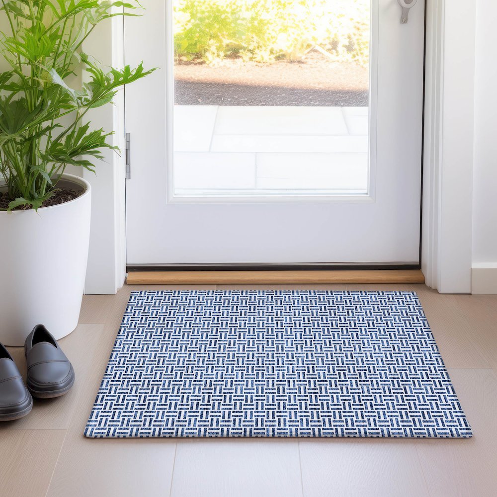 Premium Machine Washable Mayfield AMF911 Navy 1'8" x 2'6" Rug. Picture 5