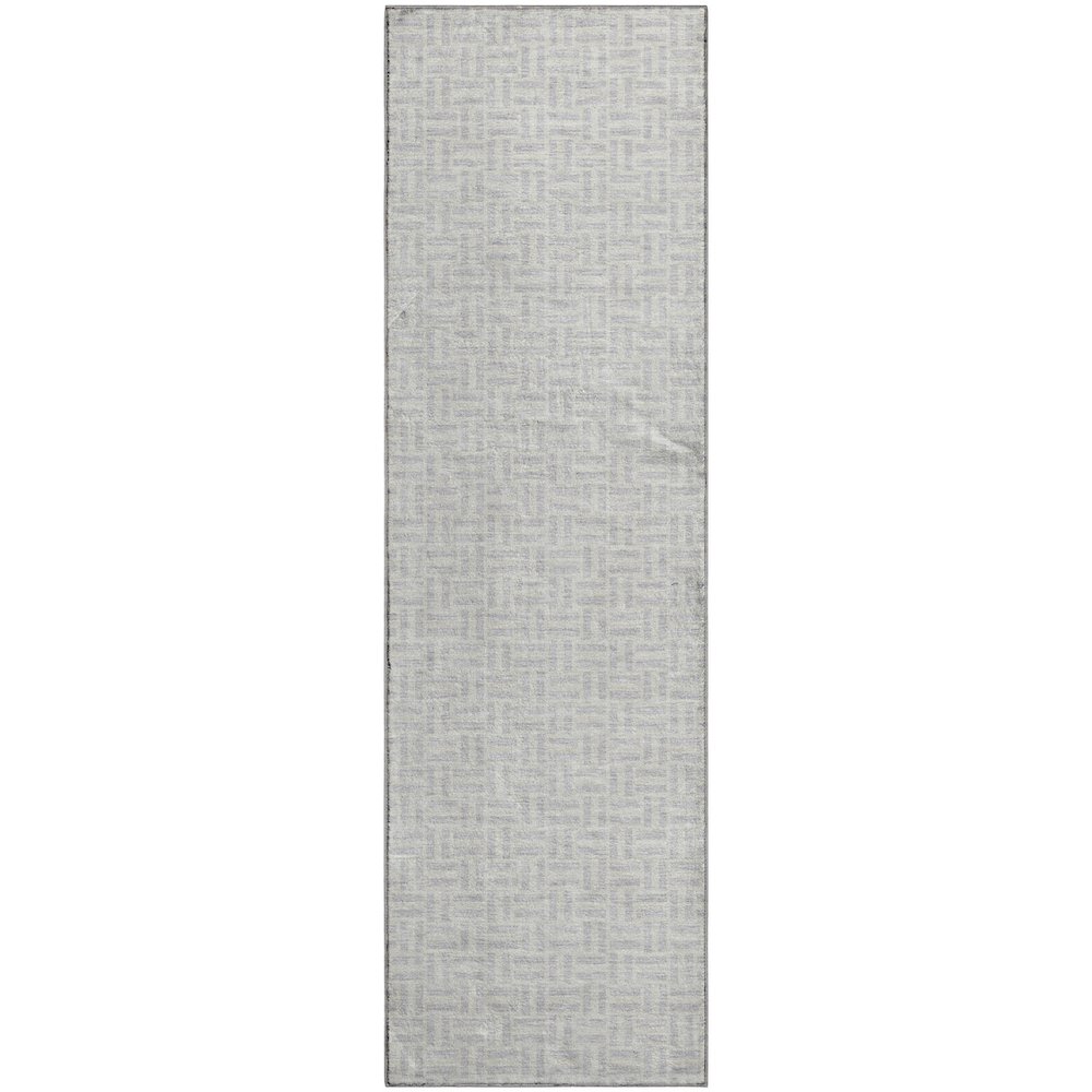 Premium Machine Washable Mayfield AMF911 Silver 2'3" x 7'6" Runner Rug. Picture 1