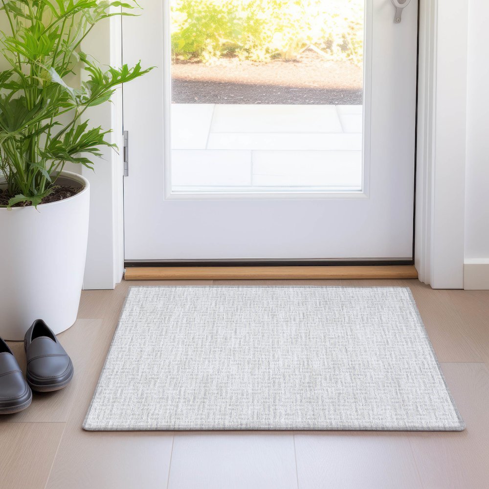 Premium Machine Washable Mayfield AMF911 Silver 1'8" x 2'6" Rug. Picture 5