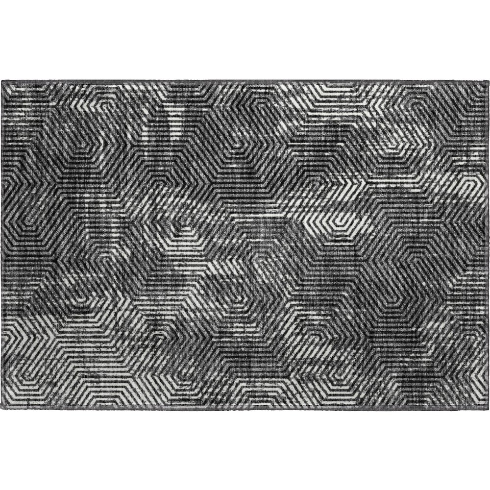 Premium Machine Washable Mayfield AMF912 Black 1'8" x 2'6" Rug. Picture 1