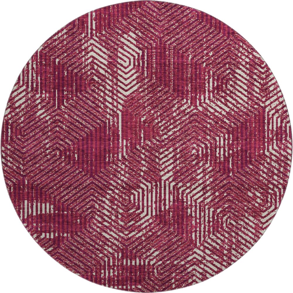 Premium Machine Washable Mayfield AMF912 Burgundy 8' x 8' Round Rug. Picture 1