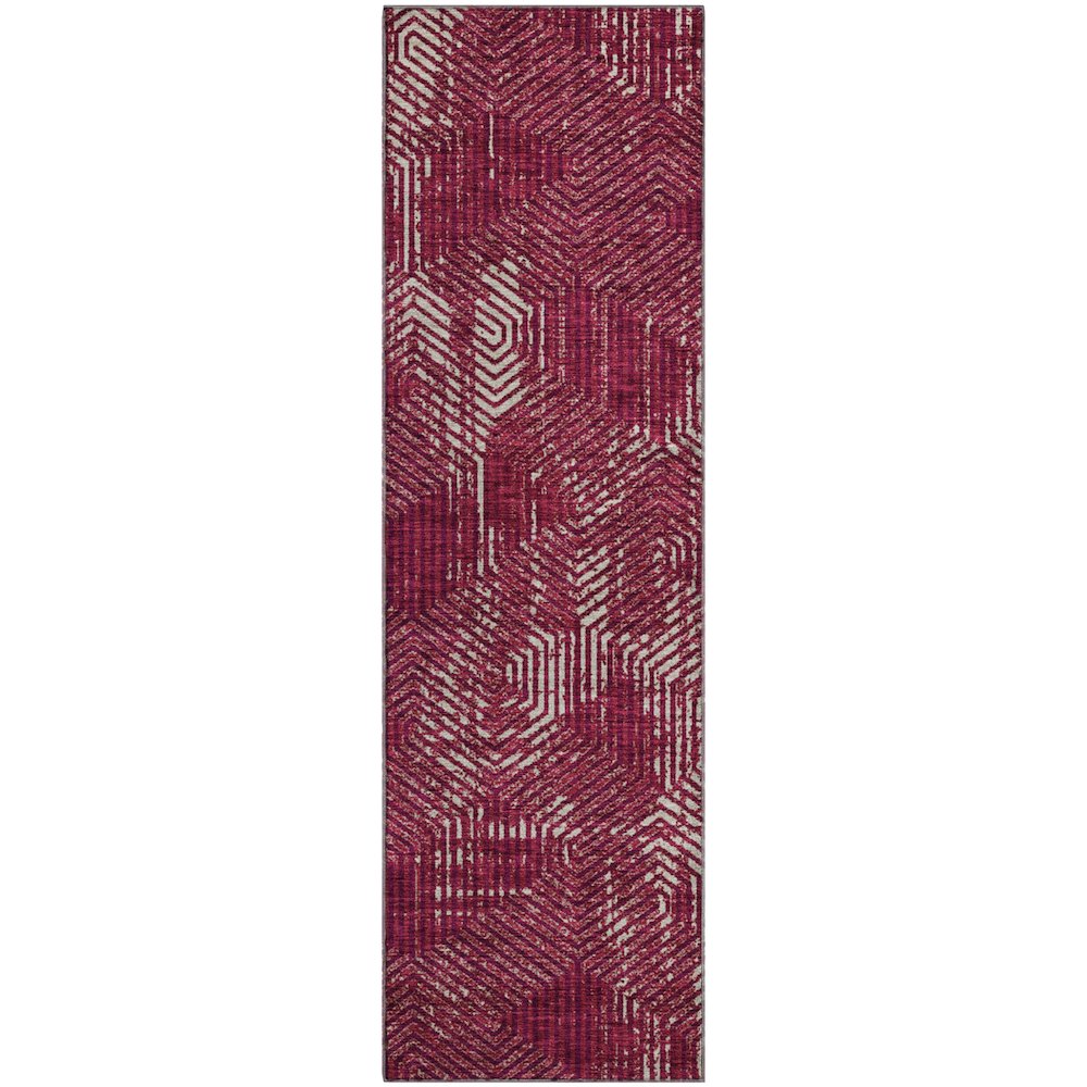 Premium Machine Washable Mayfield AMF912 Burgundy 2'3" x 7'6" Runner Rug. Picture 1