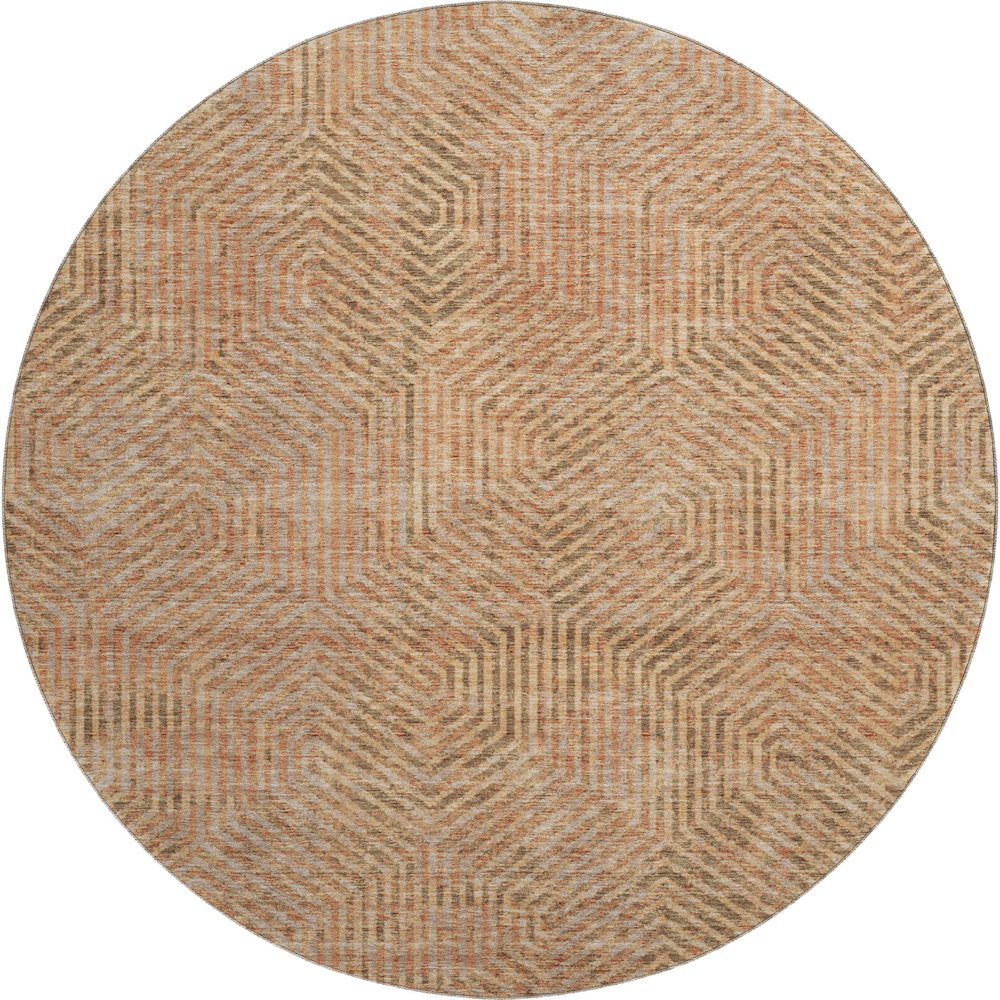 Premium Machine Washable Mayfield AMF912 Copper 8' x 8' Round Rug. Picture 1