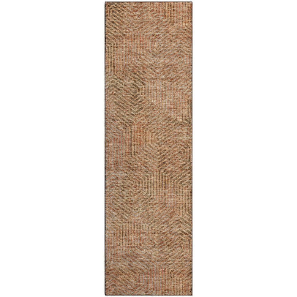 Premium Machine Washable Mayfield AMF912 Copper 2'3" x 7'6" Runner Rug. Picture 1