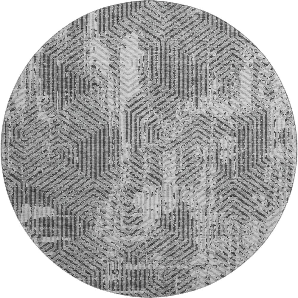Premium Machine Washable Mayfield AMF912 Gray 8' x 8' Round Rug. Picture 1