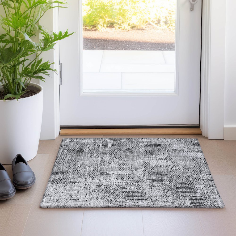 Premium Machine Washable Mayfield AMF912 Gray 1'8" x 2'6" Rug. Picture 5