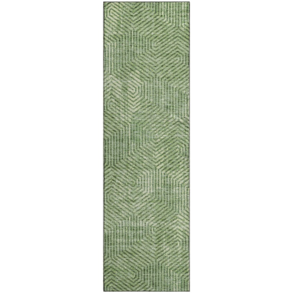 Premium Machine Washable Mayfield AMF912 Green 2'3" x 7'6" Runner Rug. Picture 1
