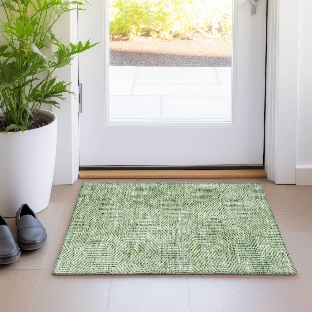 Premium Machine Washable Mayfield AMF912 Green 1'8" x 2'6" Rug. Picture 5