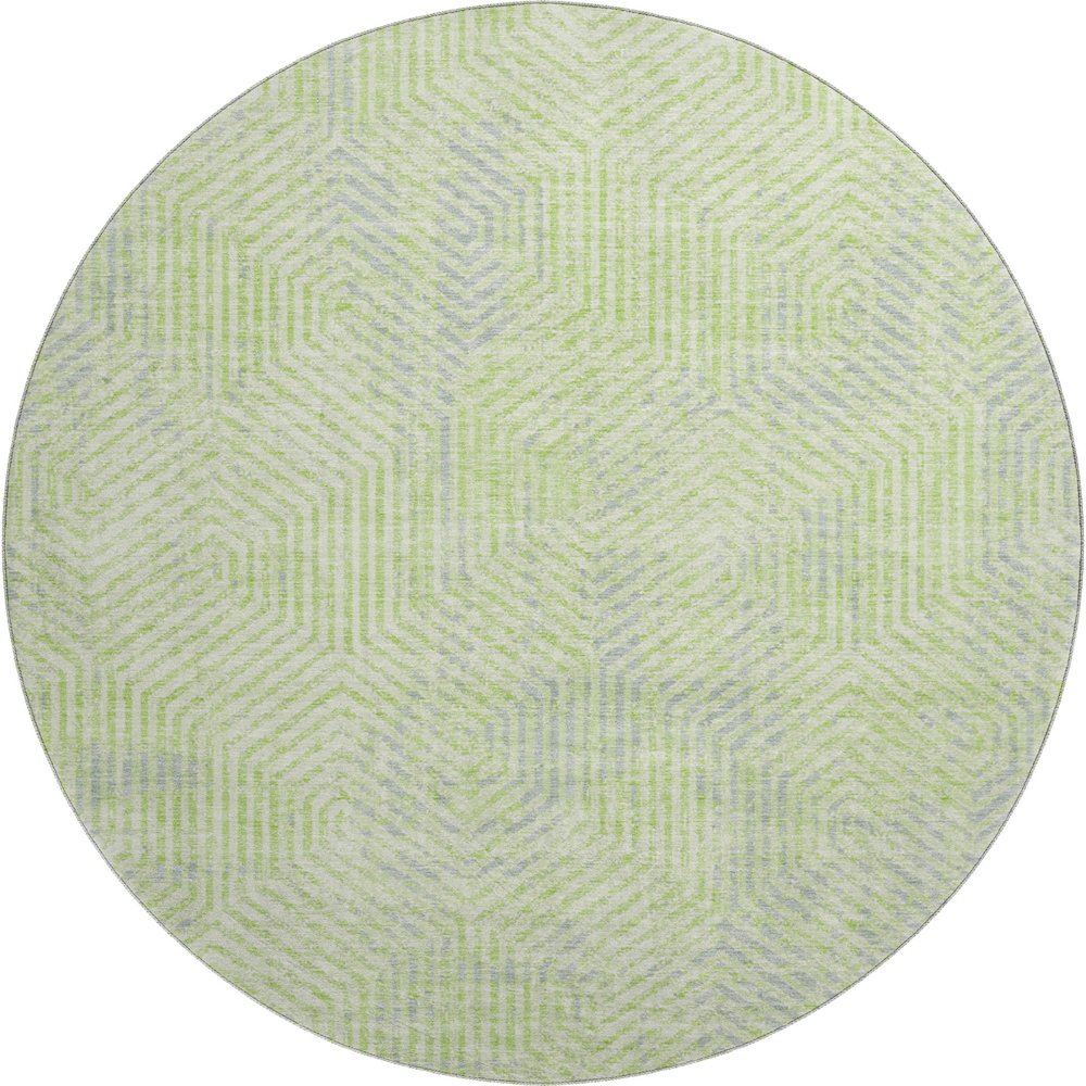 Premium Machine Washable Mayfield AMF912 Lime 8' x 8' Round Rug. Picture 1