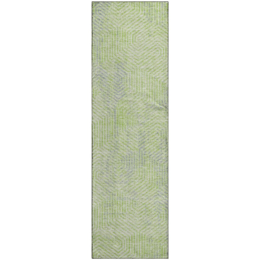 Premium Machine Washable Mayfield AMF912 Lime 2'3" x 7'6" Runner Rug. Picture 1
