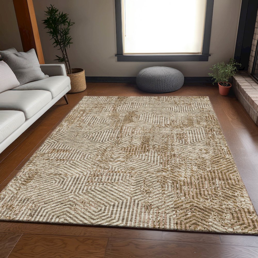 Premium Machine Washable Mayfield AMF912 Mocha 2'6" x 3'10" Rug. Picture 6