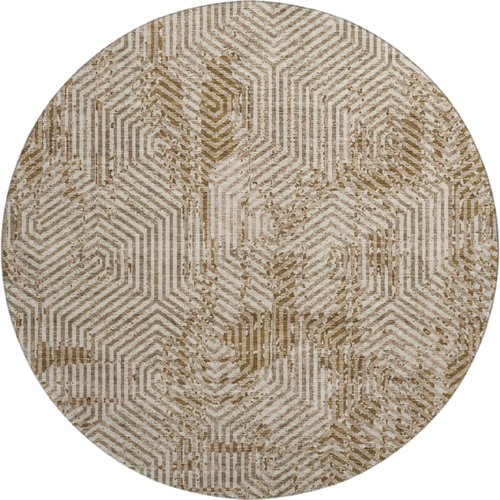 Premium Machine Washable Mayfield AMF912 Mocha 8' x 8' Round Rug. Picture 1