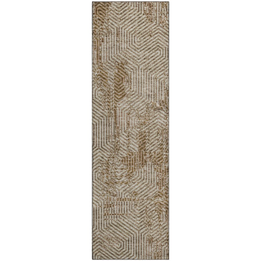 Premium Machine Washable Mayfield AMF912 Mocha 2'3" x 7'6" Runner Rug. Picture 1
