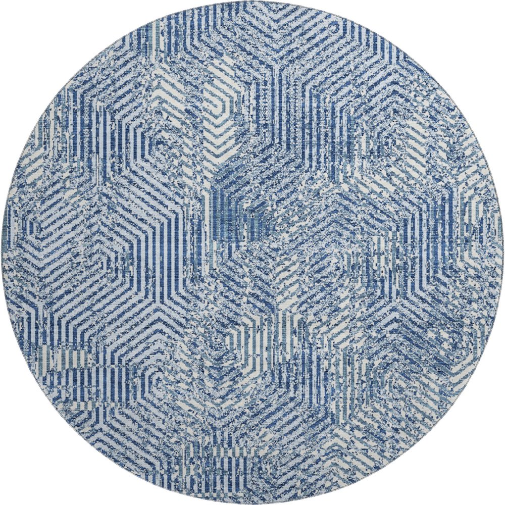Premium Machine Washable Mayfield AMF912 Navy 8' x 8' Round Rug. Picture 1