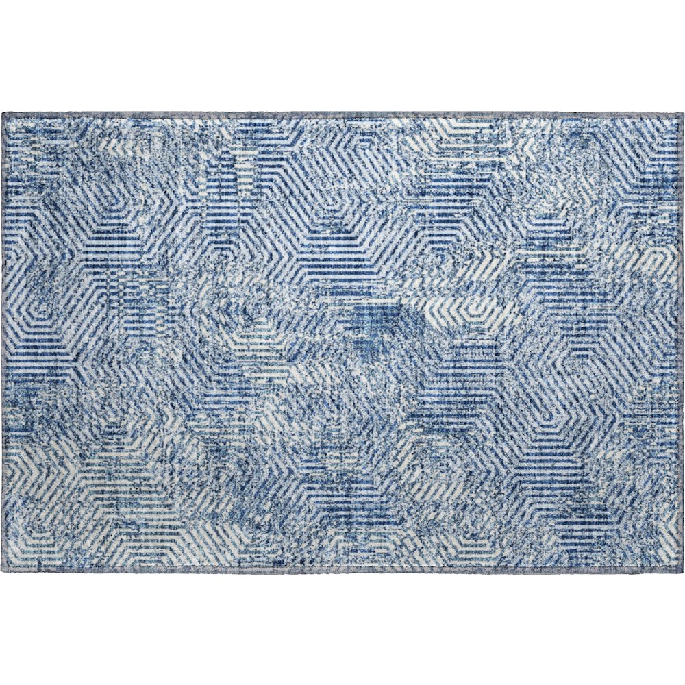 Premium Machine Washable Mayfield AMF912 Navy 1'8" x 2'6" Rug. Picture 1