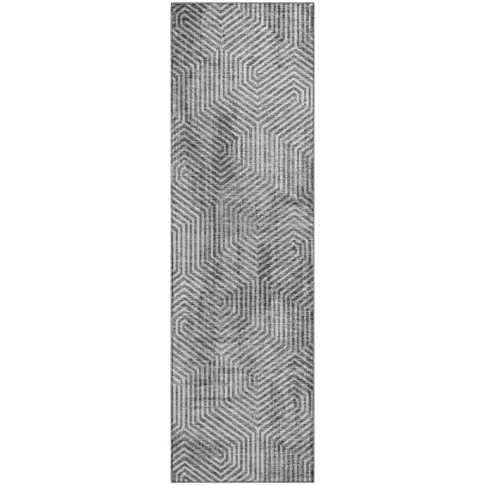 Premium Machine Washable Mayfield AMF912 Silver 2'3" x 7'6" Runner Rug. Picture 1