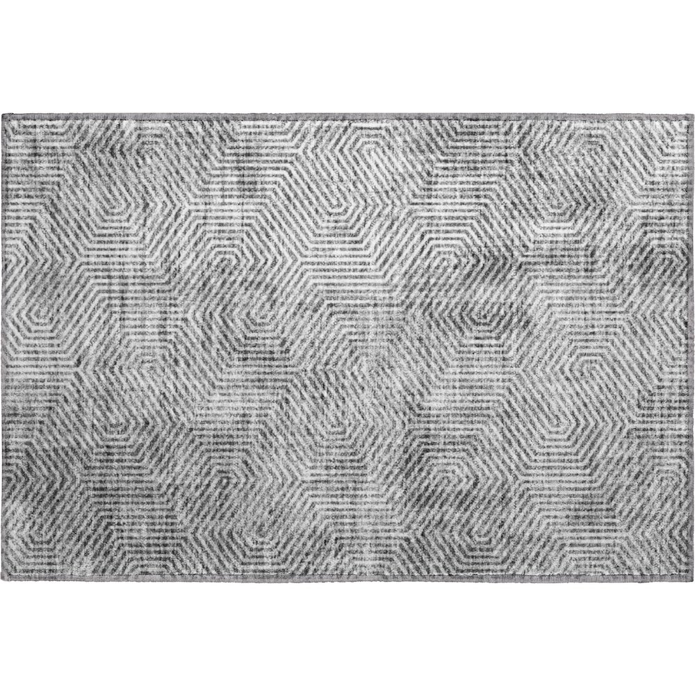 Premium Machine Washable Mayfield AMF912 Silver 1'8" x 2'6" Rug. Picture 1