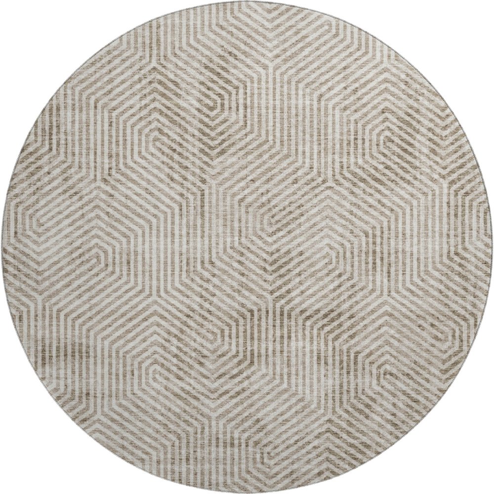 Premium Machine Washable Mayfield AMF912 Taupe 8' x 8' Round Rug. Picture 1
