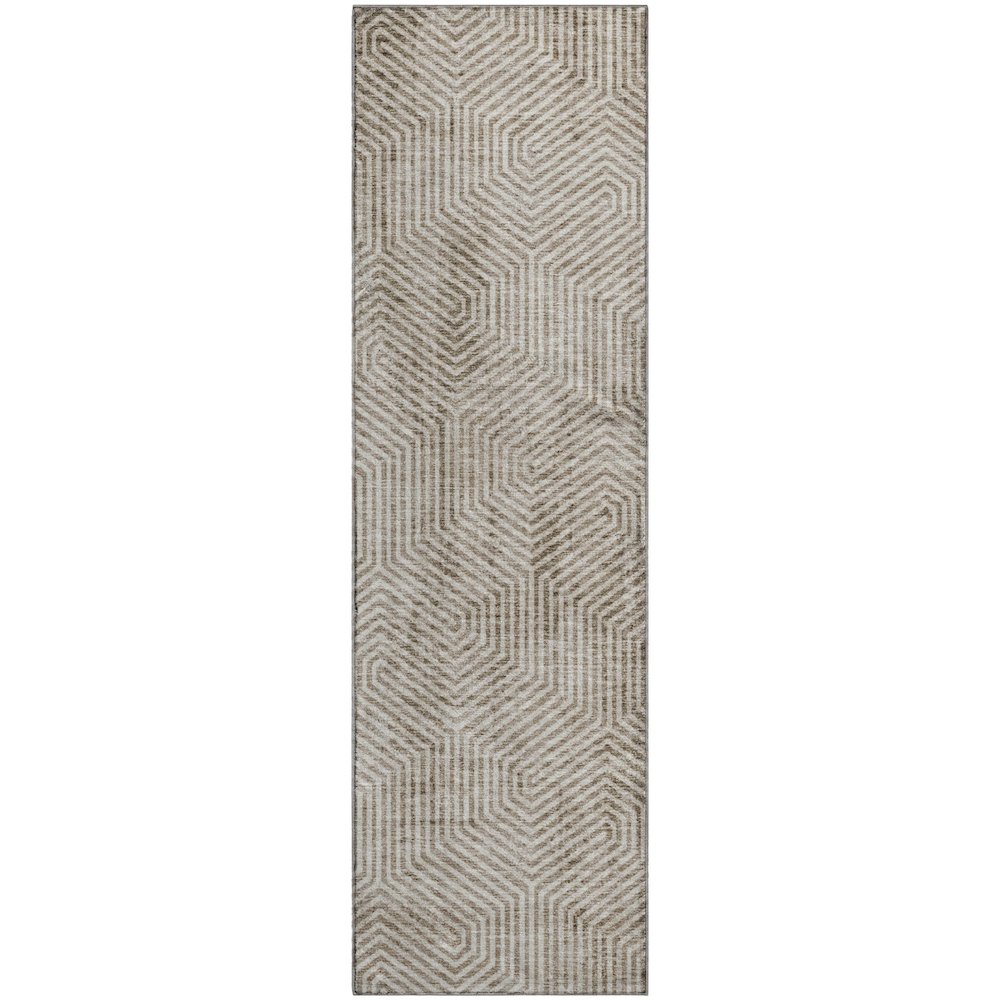 Premium Machine Washable Mayfield AMF912 Taupe 2'3" x 7'6" Runner Rug. Picture 1