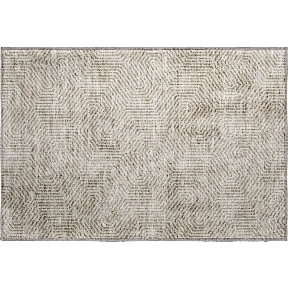 Premium Machine Washable Mayfield AMF912 Taupe 1'8" x 2'6" Rug. Picture 1