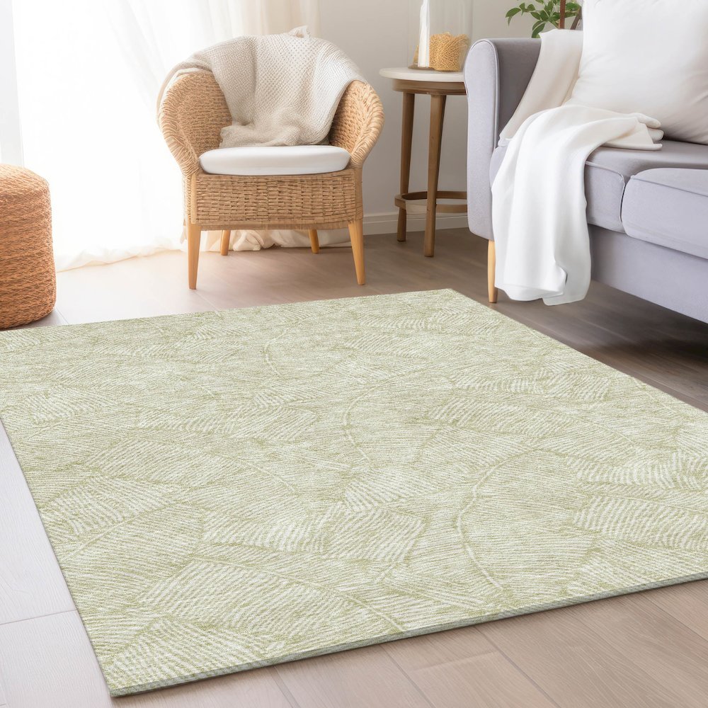 Premium Machine Washable Mayfield AMF913 Aloe 2'6" x 3'10" Rug. Picture 5