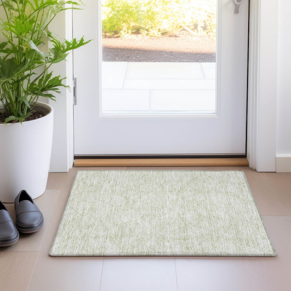 Premium Machine Washable Mayfield AMF913 Aloe 1'8" x 2'6" Rug. Picture 5