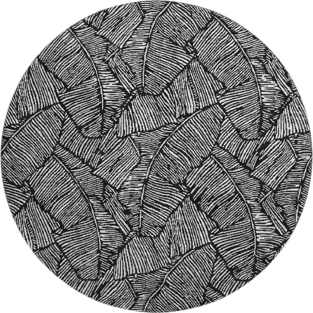 Premium Machine Washable Mayfield AMF913 Black 8' x 8' Round Rug. Picture 1
