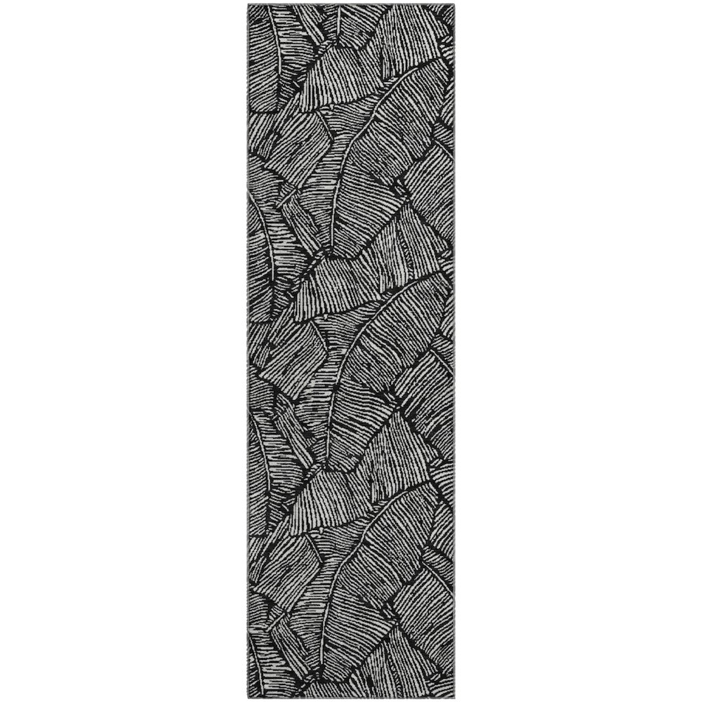 Premium Machine Washable Mayfield AMF913 Black 2'3" x 7'6" Runner Rug. Picture 1