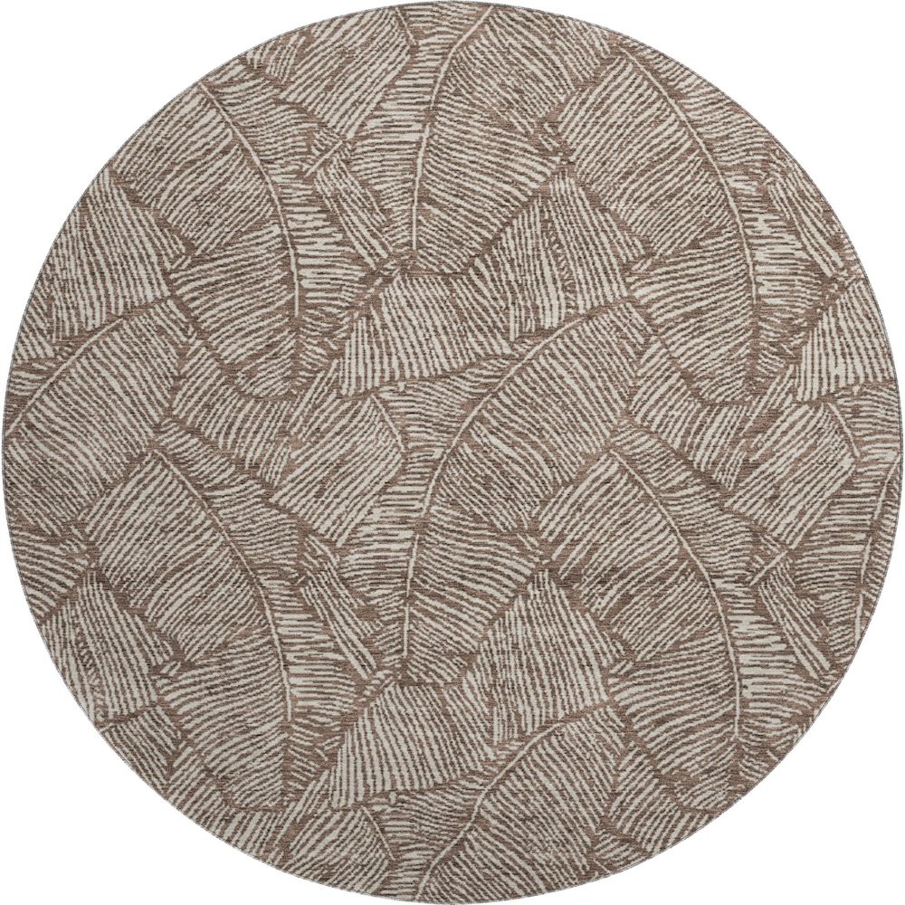 Premium Machine Washable Mayfield AMF913 Brown 8' x 8' Round Rug. Picture 1