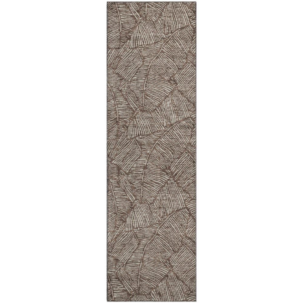 Premium Machine Washable Mayfield AMF913 Brown 2'3" x 7'6" Runner Rug. Picture 1