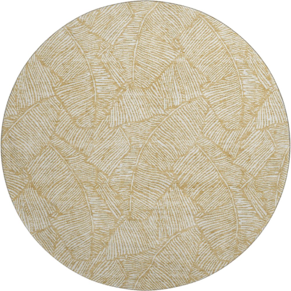 Premium Machine Washable Mayfield AMF913 Gold 8' x 8' Round Rug. Picture 1