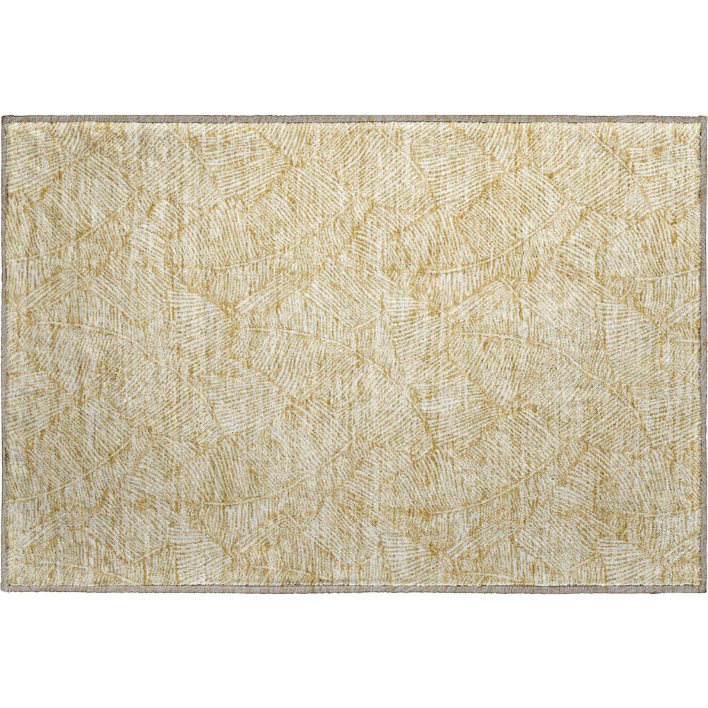 Premium Machine Washable Mayfield AMF913 Gold 1'8" x 2'6" Rug. Picture 1