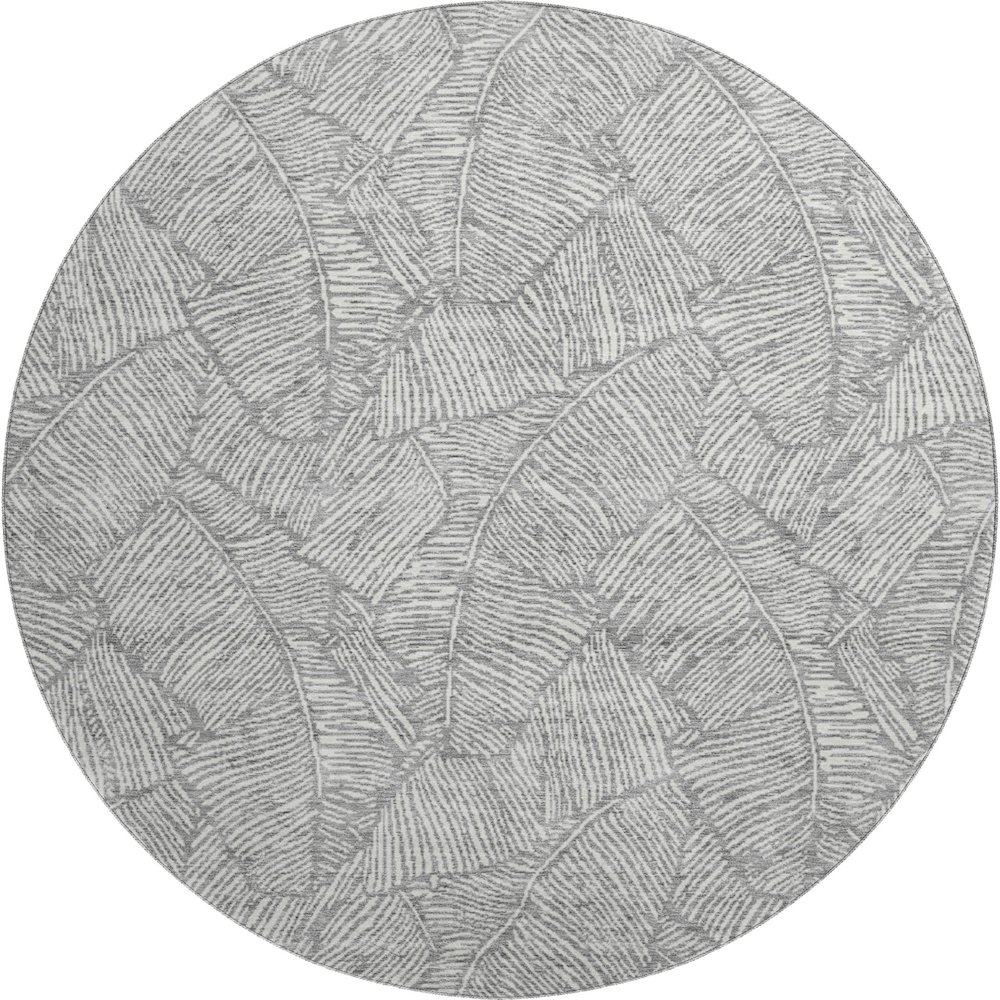 Premium Machine Washable Mayfield AMF913 Gray 8' x 8' Round Rug. Picture 1