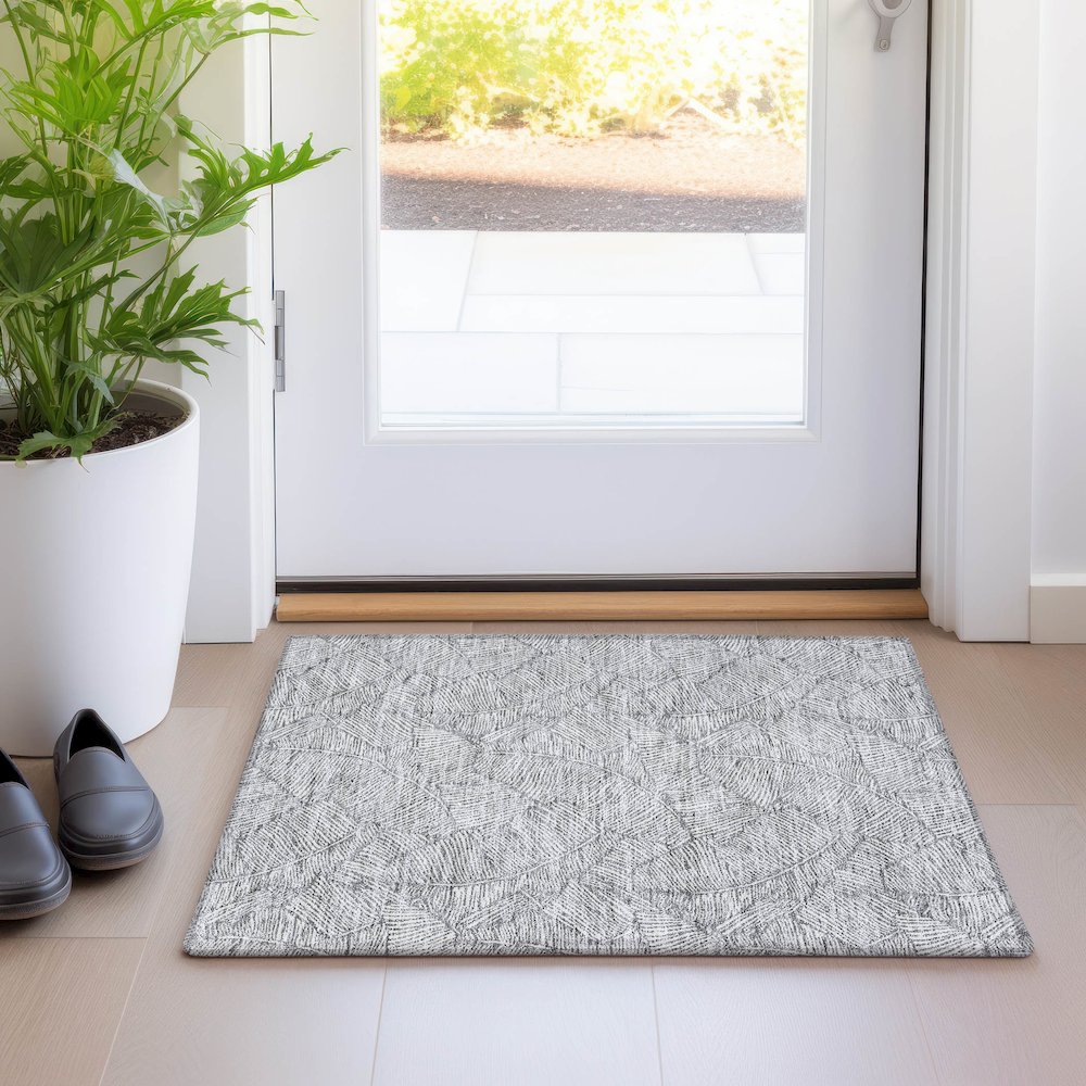 Premium Machine Washable Mayfield AMF913 Gray 1'8" x 2'6" Rug. Picture 5