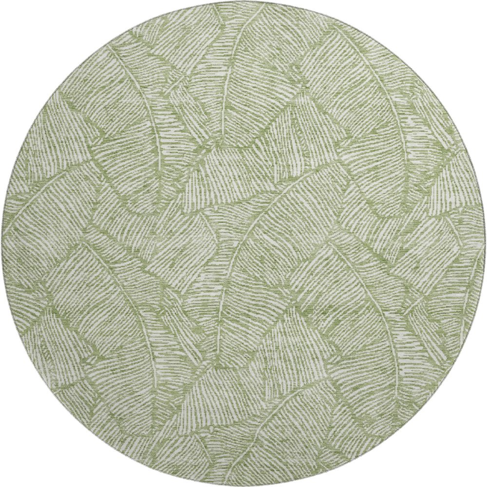 Premium Machine Washable Mayfield AMF913 Green 8' x 8' Round Rug. Picture 1