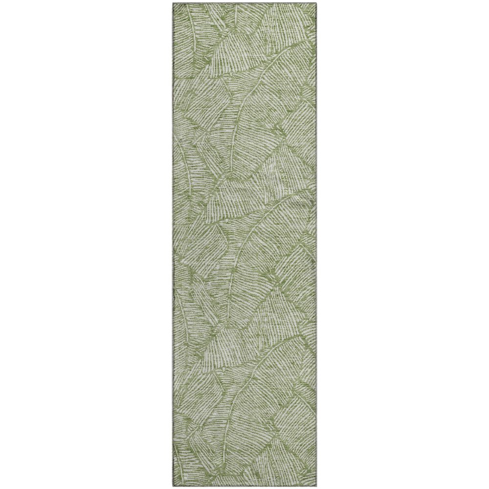 Premium Machine Washable Mayfield AMF913 Green 2'3" x 7'6" Runner Rug. Picture 1