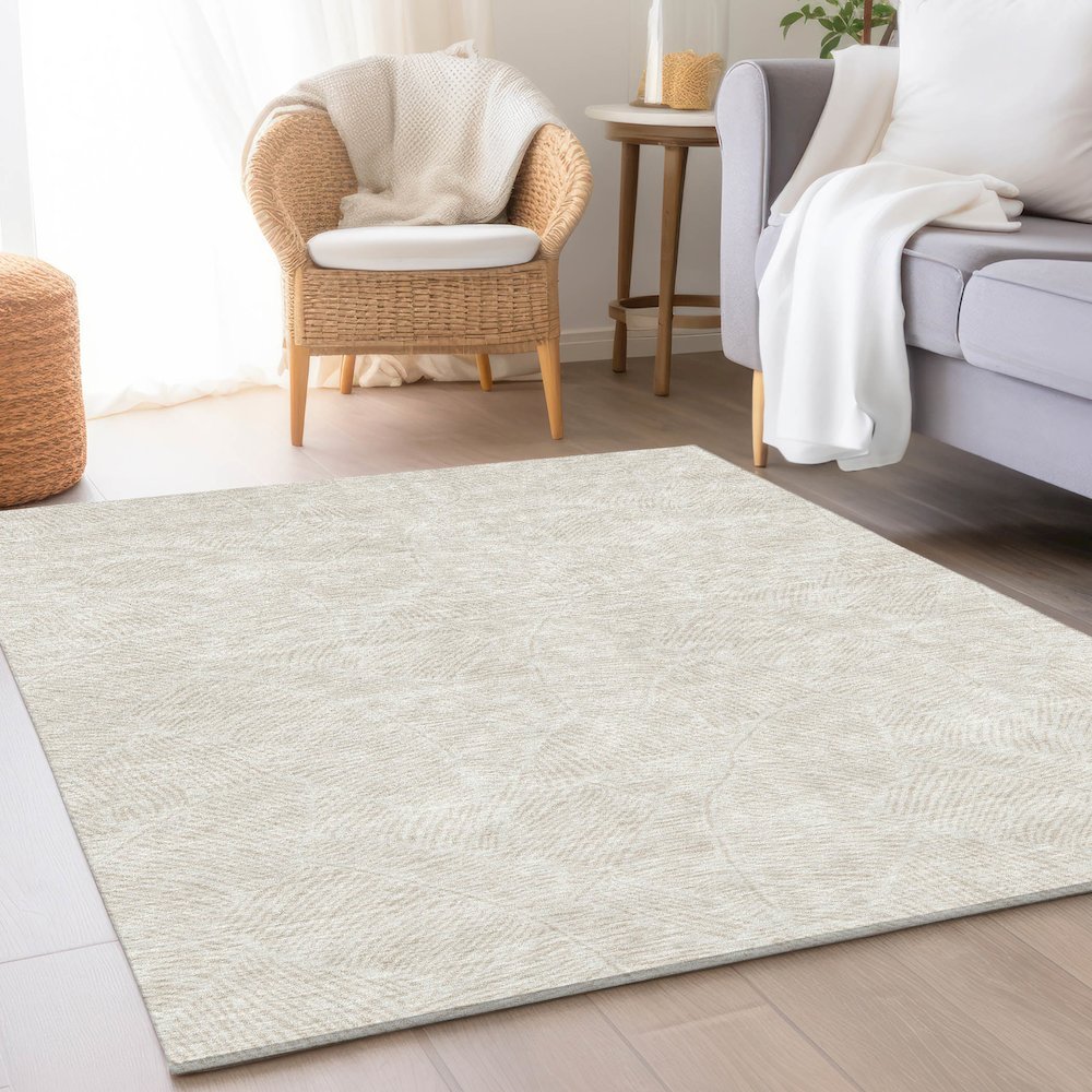 Premium Machine Washable Mayfield AMF913 Ivory 2'6" x 3'10" Rug. Picture 5