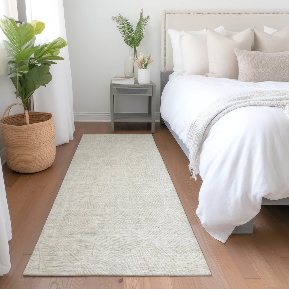 Premium Machine Washable Mayfield AMF913 Ivory 2'3" x 7'6" Runner Rug. Picture 5
