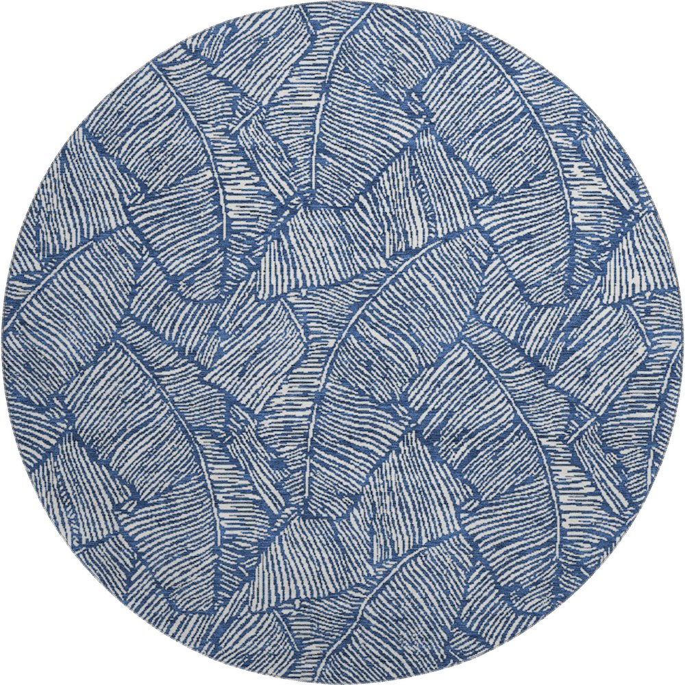 Premium Machine Washable Mayfield AMF913 Navy 8' x 8' Round Rug. Picture 1