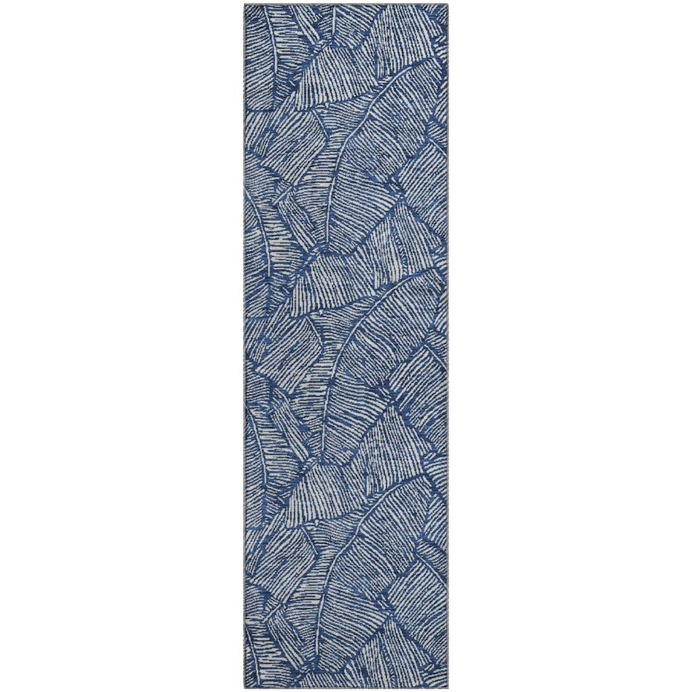 Premium Machine Washable Mayfield AMF913 Navy 2'3" x 7'6" Runner Rug. Picture 1