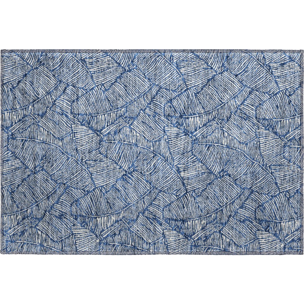 Premium Machine Washable Mayfield AMF913 Navy 1'8" x 2'6" Rug. Picture 1