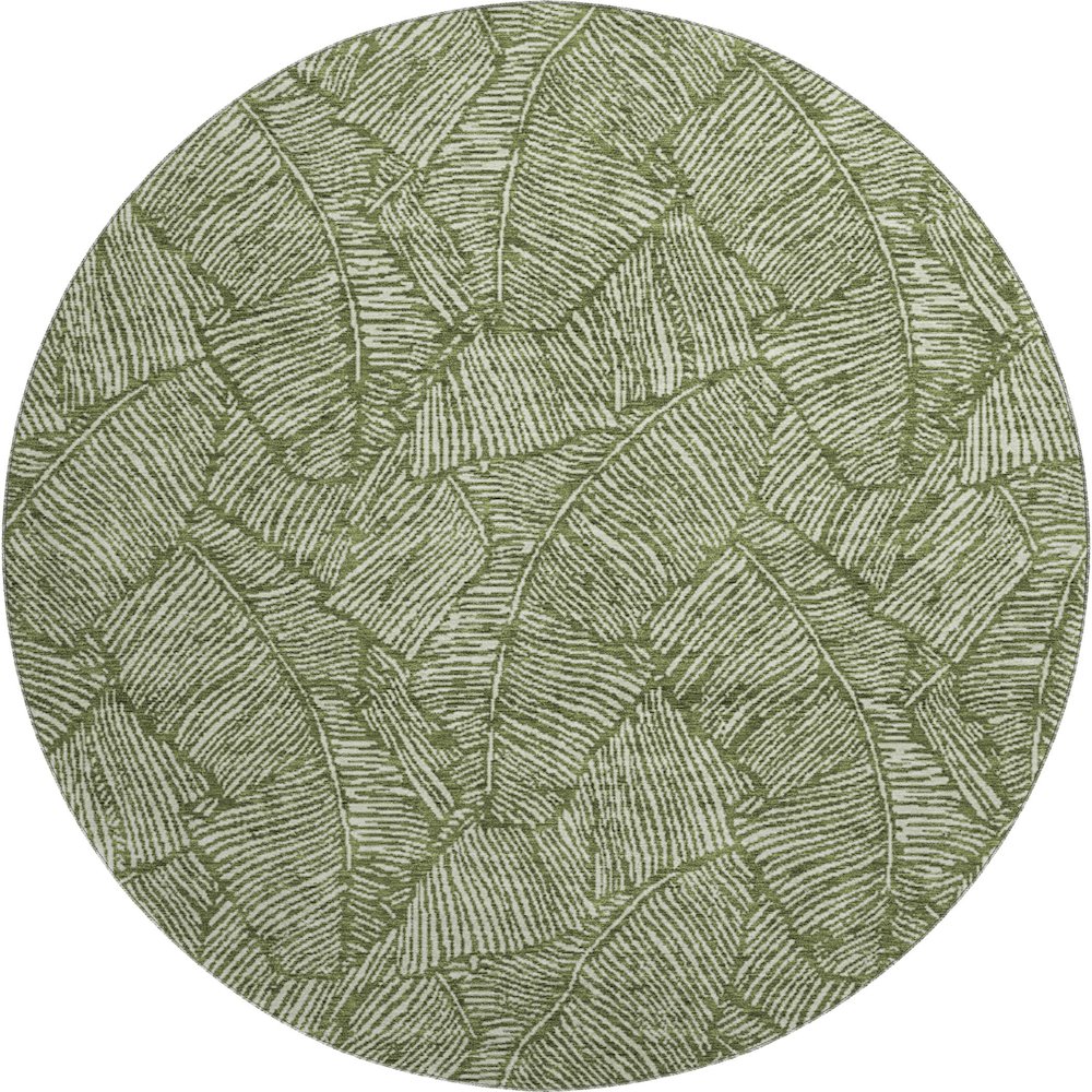 Premium Machine Washable Mayfield AMF913 Olive 8' x 8' Round Rug. Picture 1