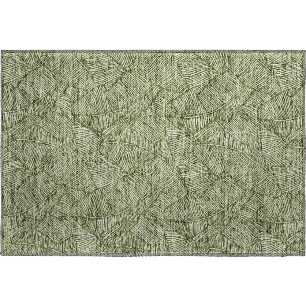 Premium Machine Washable Mayfield AMF913 Olive 1'8" x 2'6" Rug. Picture 1
