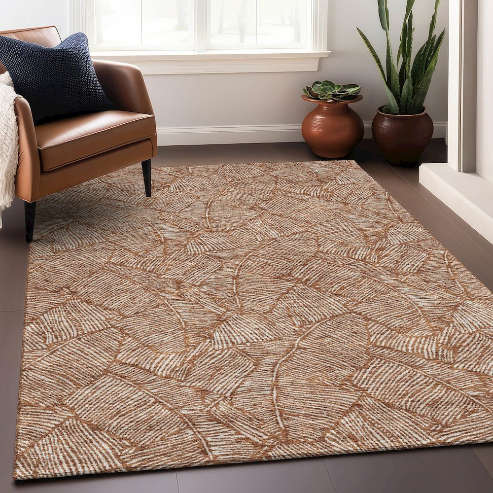Premium Machine Washable Mayfield AMF913 Paprika 2'6" x 3'10" Rug. Picture 5